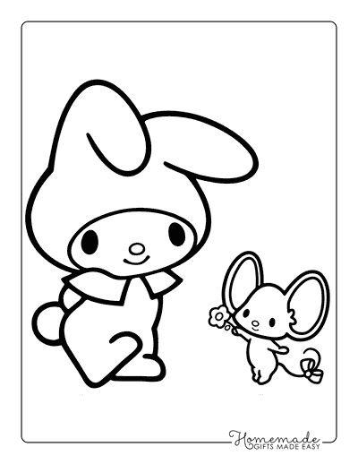 My Melody Coloring Pages Cute My Melody and Mouse