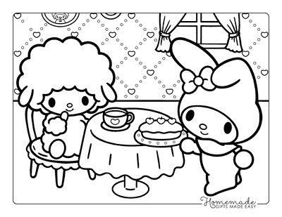 My Melody Coloring Pages Cute My Melody and My Sweet Piano Inside House