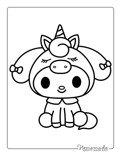 My Melody Coloring Pages Cute My Melody Unicorn to Color