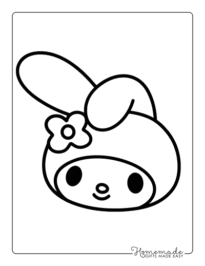 My Melody Coloring Pages Cute Sanrio My Melody Head