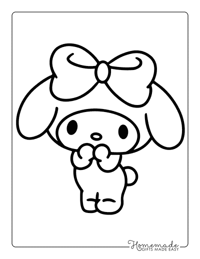 My Melody Coloring Pages Kawaii Cute Nervous My Melody