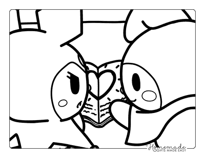 My Melody Coloring Pages Kawaii Kuromi and My Melody Reading Together