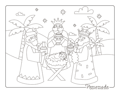 Nativity Coloring Pages Wise Men With Baby Jesus