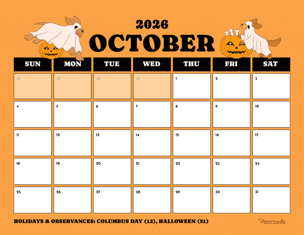 October Calendar
