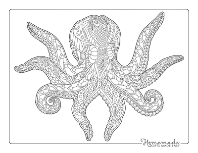 Octopus Coloring Pages Relaxing Octopus Mandala Zentangle for Adults