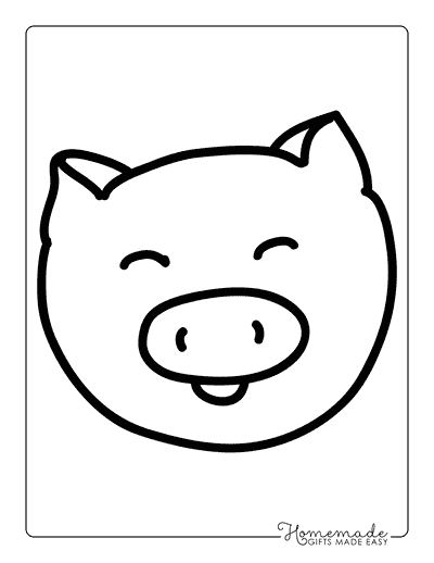 Pig Coloring Pages Easy Cute Baby Pig Head Drawing