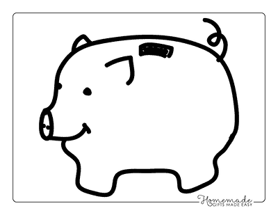 Pig Coloring Pages Easy Cute Piggy Bank Pig Drawing Outline