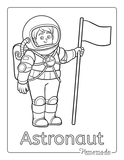 Cartoon Astronaut Coloring Page for Kids - Get Coloring Pages