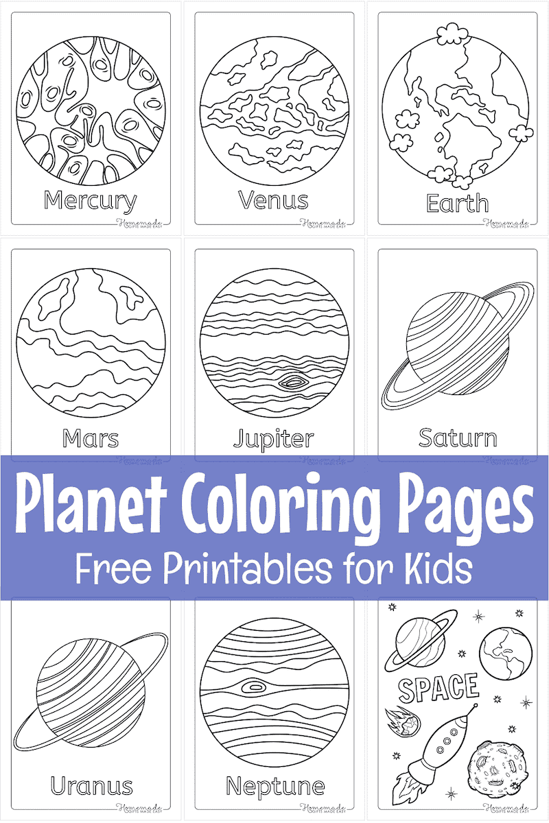 planet coloring pages montage