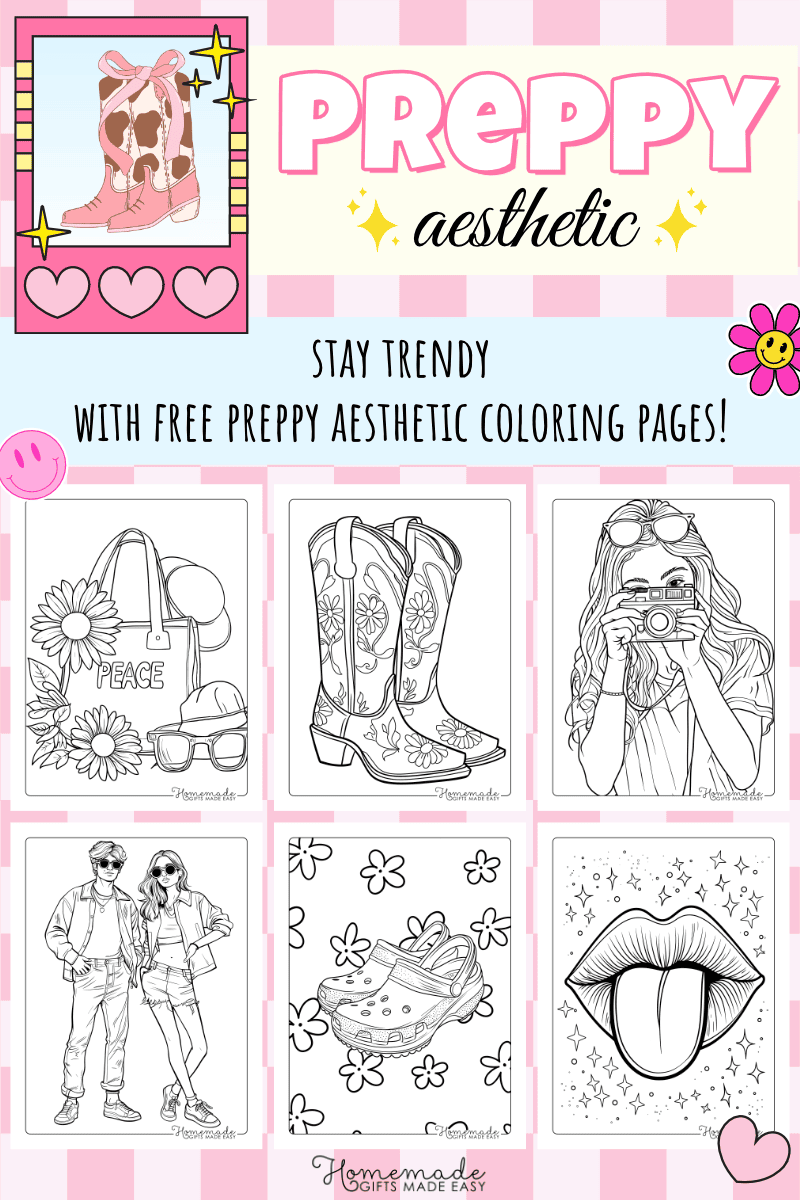 Preppy Coloring Pages Easy