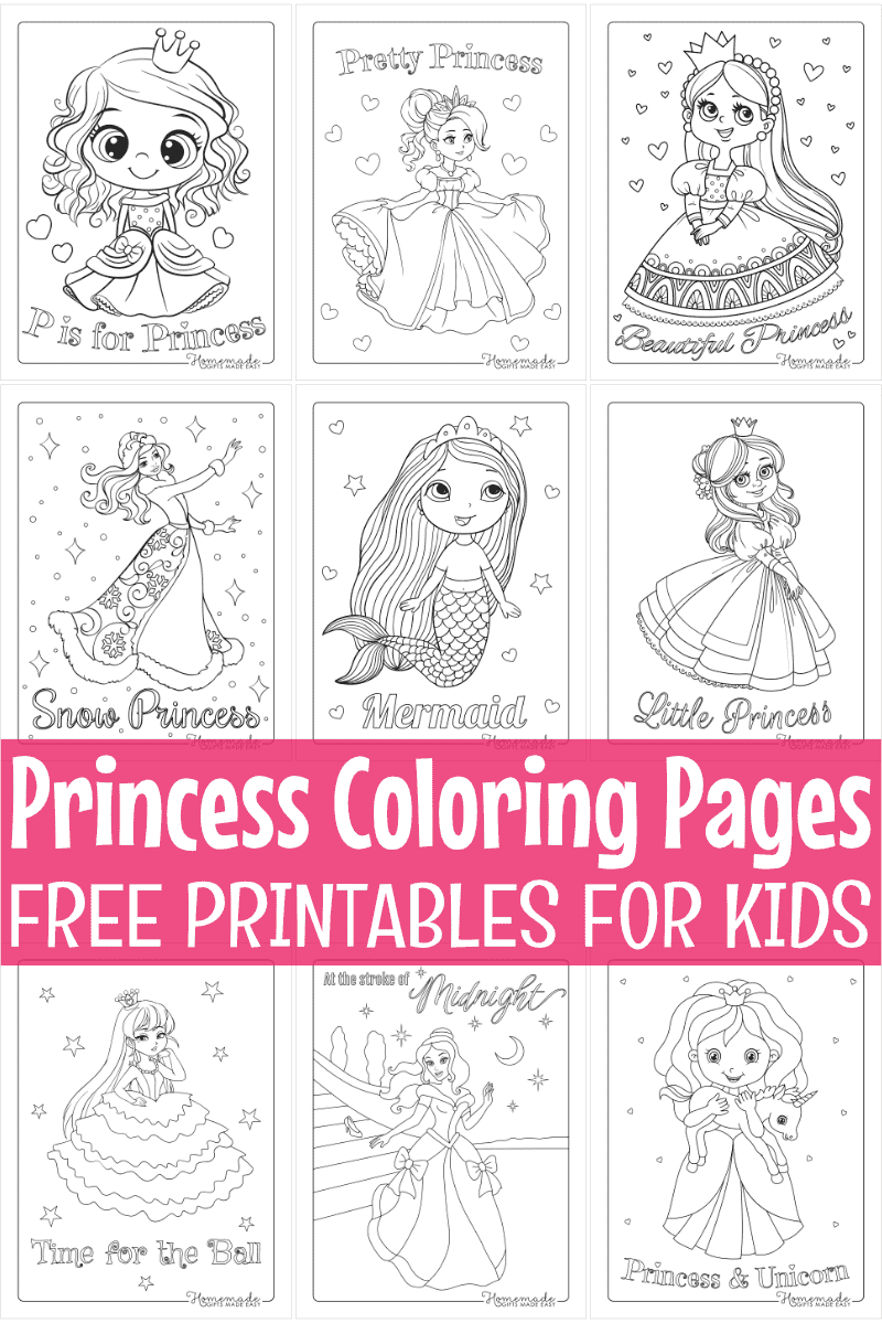 Premium Photo | Black and white princess illustration minimalistic coloring  page for kids with simple shapes
