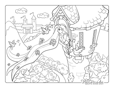 rapunzel tower coloring pages