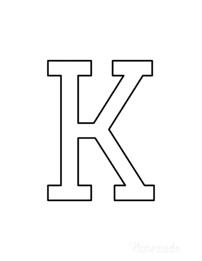 Printable Alphabet Letters College Uppercase K