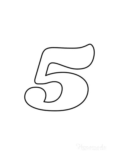 Printable Number 5 Outline - Print Bubble Number 5