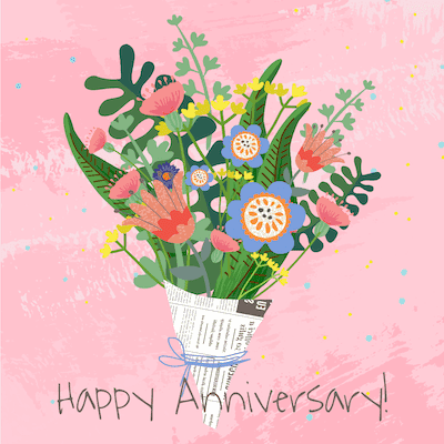 Floral Illustration Happy Anniversary Card