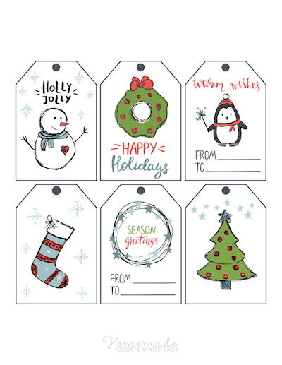 Christmas Gift Label Template  School Kids Class Gift Tags Stickers Favors