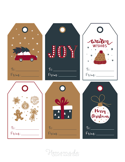 Printable Cheerful Happy Holidays Gift Tags (Instant Download)