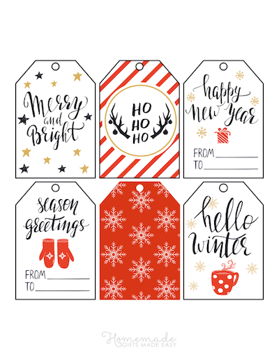 30 Simple Holiday Gift Tags (RED & BLACK IN TWO STYLES) - Skip To