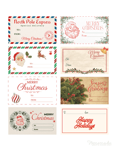 Printable Christmas Tags Vintage Old Fashioned Styles