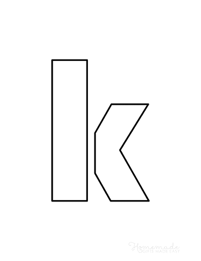 Printable Letter Stencils Block Style Lowercase K