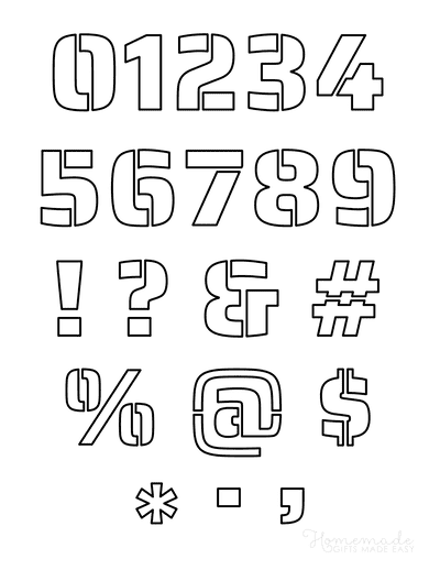 Printable Letter Stencils Block Style Numbers Symbols