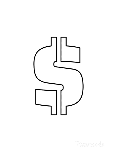 Printable Letter Stencils Block Style Symbol Dollar