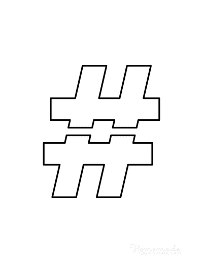 Printable Letter Stencils Block Style Symbol Hash