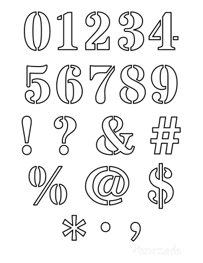 47 Numbers stencils ideas  numbers, lettering fonts, stencils