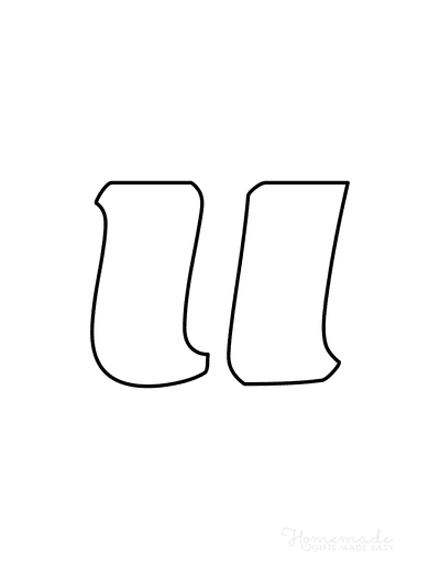 Printable Letter Stencils Italics Style Lowercase U