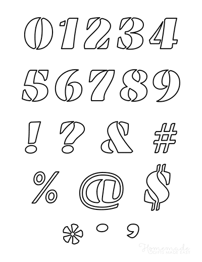 Printable Letter Stencils Italics Style Numbers Symbols
