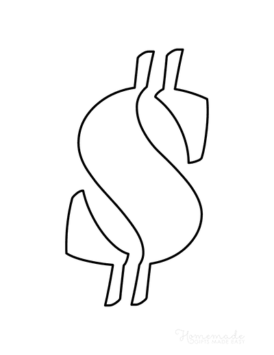 Printable Letter Stencils Italics Style Symbol Dollar