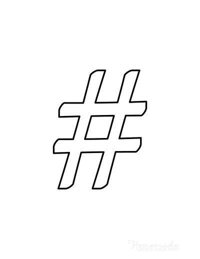 Printable Letter Stencils Italics Style Symbol Hash