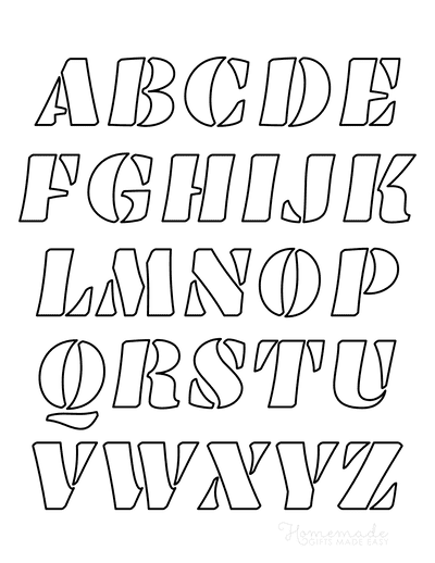 Printable Letter Stencils Italics Style Uppercase Alphabet