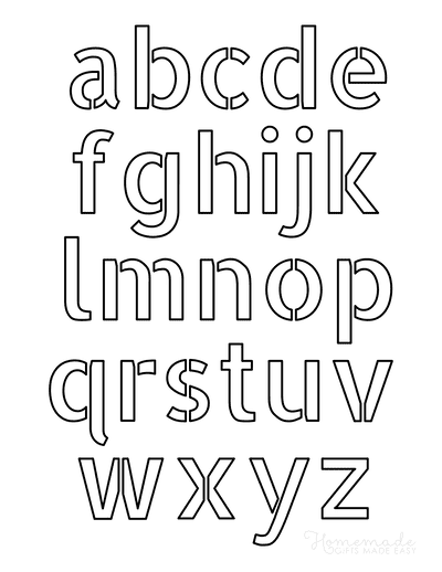 Printable Letter Stencils Narrow Style Lowercase Alphabet