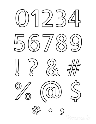 Printable Letter Stencils Narrow Style Numbers Symbols