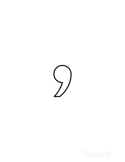 Printable Letter Stencils Narrow Style Symbol Comma