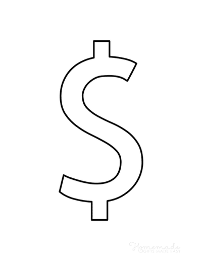 Printable Letter Stencils Narrow Style Symbol Dollar
