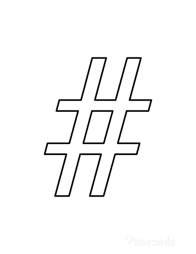 Printable Letter Stencils Narrow Style Symbol Hash