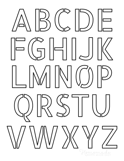 Printable Letter Stencils Narrow Style Uppercase Alphabet