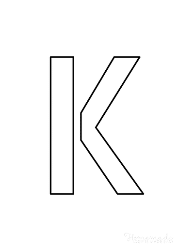 Printable Letter Stencils Narrow Style Uppercase K
