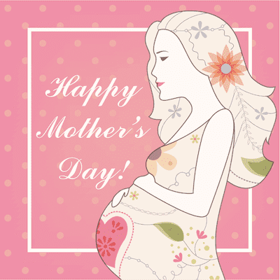 Printable Mothers Day Card 5x5 Flowers Pregnant