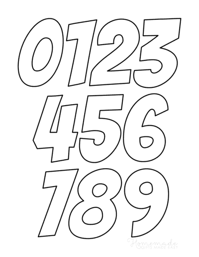 Printable Numbers Cartoon Style Small