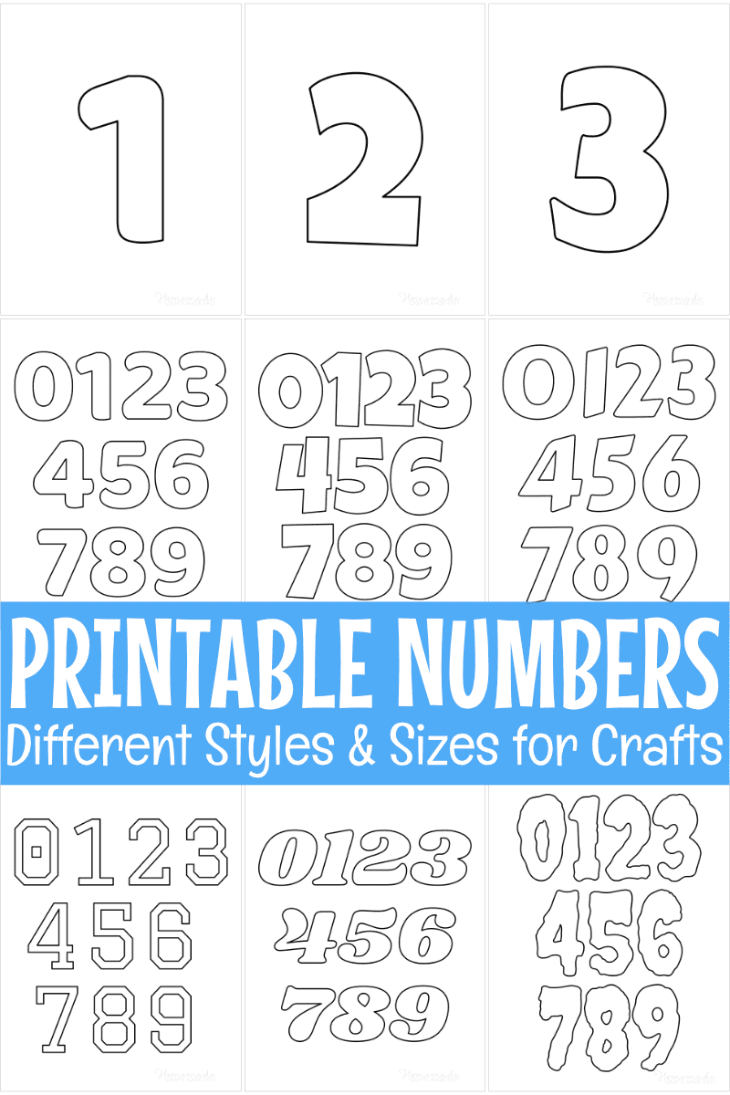 Print big numbers - A4 sized numbers in solid black, Number templates