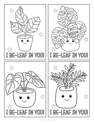 Printable Valentine Cards for Kids Tags Plant Coloring