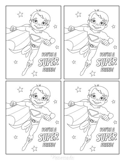 Printable Valentine Cards for Kids Tags Super Friend Boy