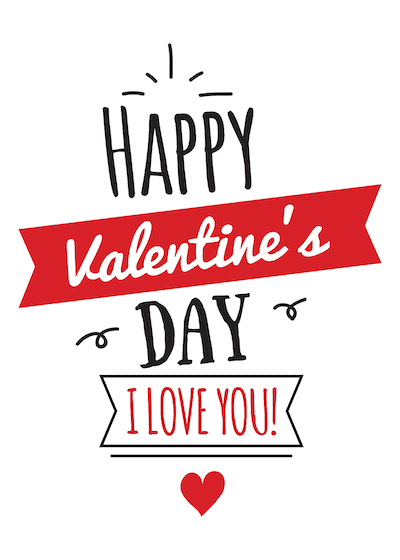 Printable Valentine Cards Happy Day Love You Red Black 5x7