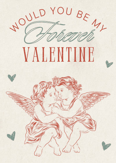 Printable Valentines Cards Vintage Forever Valentine Cupids