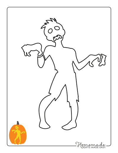 Pumpkin Carving Stencils Spooky Zombie Outline