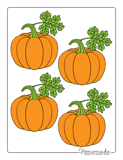 Pumpkin Template Printable With Leaf Small Color