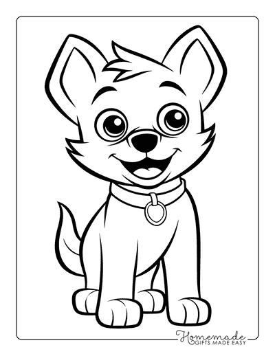 Puppy Coloring Pages Happy Cartoonish Dog